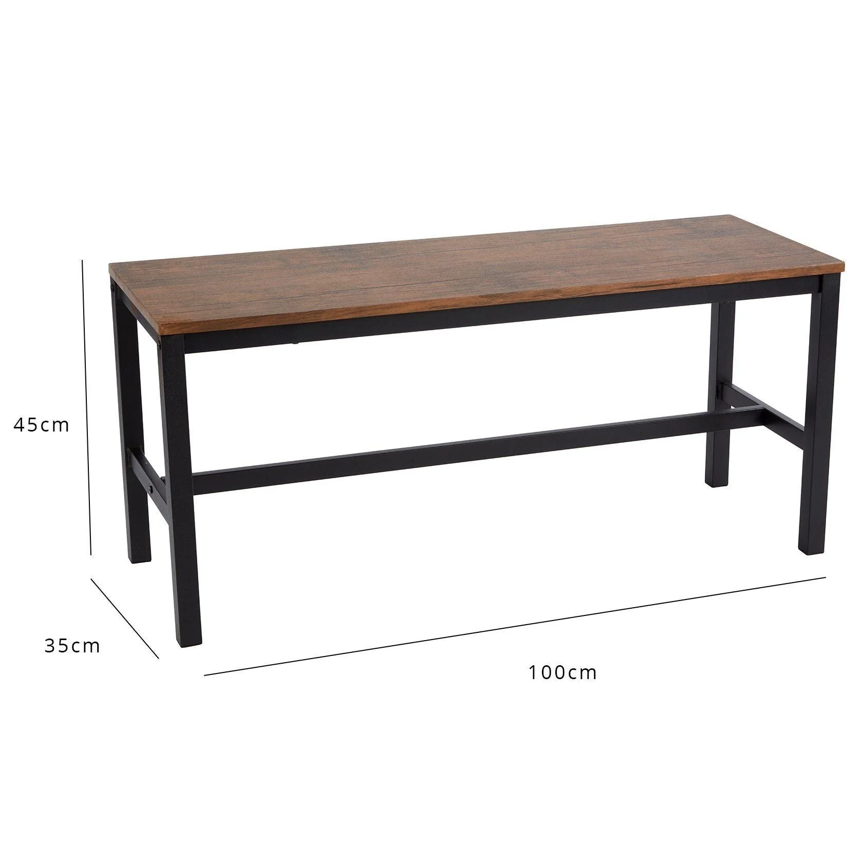 Sheffield 3 Seater Industrial Dining Bench - Black Legs - Image 5