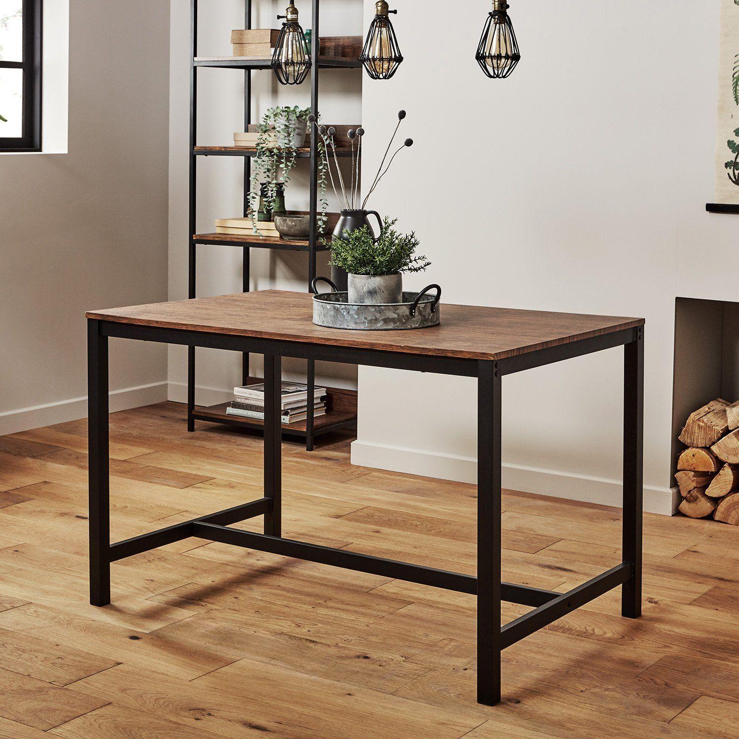 Sheffield Rich Oak Dining Table Set - 4 Seater - Sheffield Stools - Matte Black Legs - Image 4
