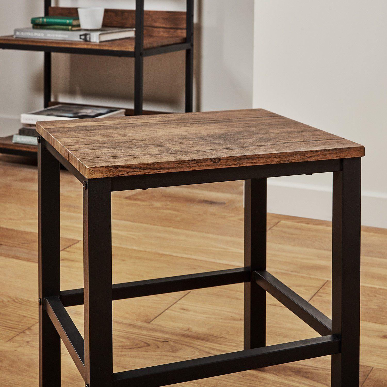 Sheffield Rich Oak Dining Table Set - 4 Seater - Sheffield Stools - Matte Black Legs - Image 5