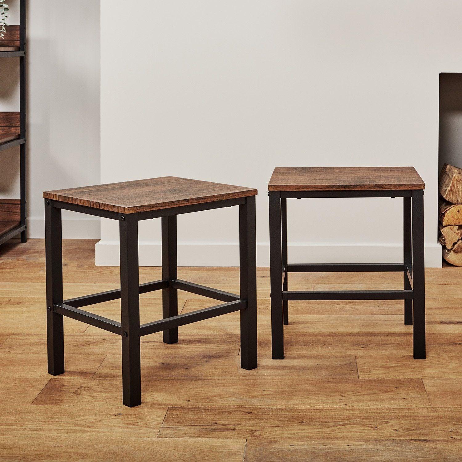 Sheffield Rich Oak Dining Table Set - 4 Seater - Sheffield Stools - Matte Black Legs - Image 6