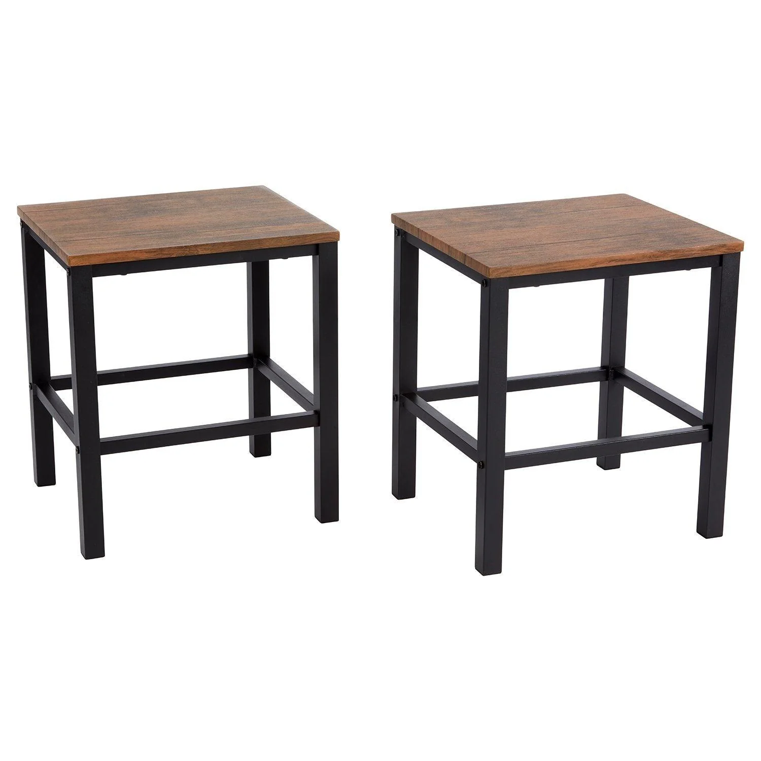 Sheffield Rich Oak Dining Table Set - 4 Seater - 1 Sheffield Bench & 2 Stools - Matte Black Legs - Image 11