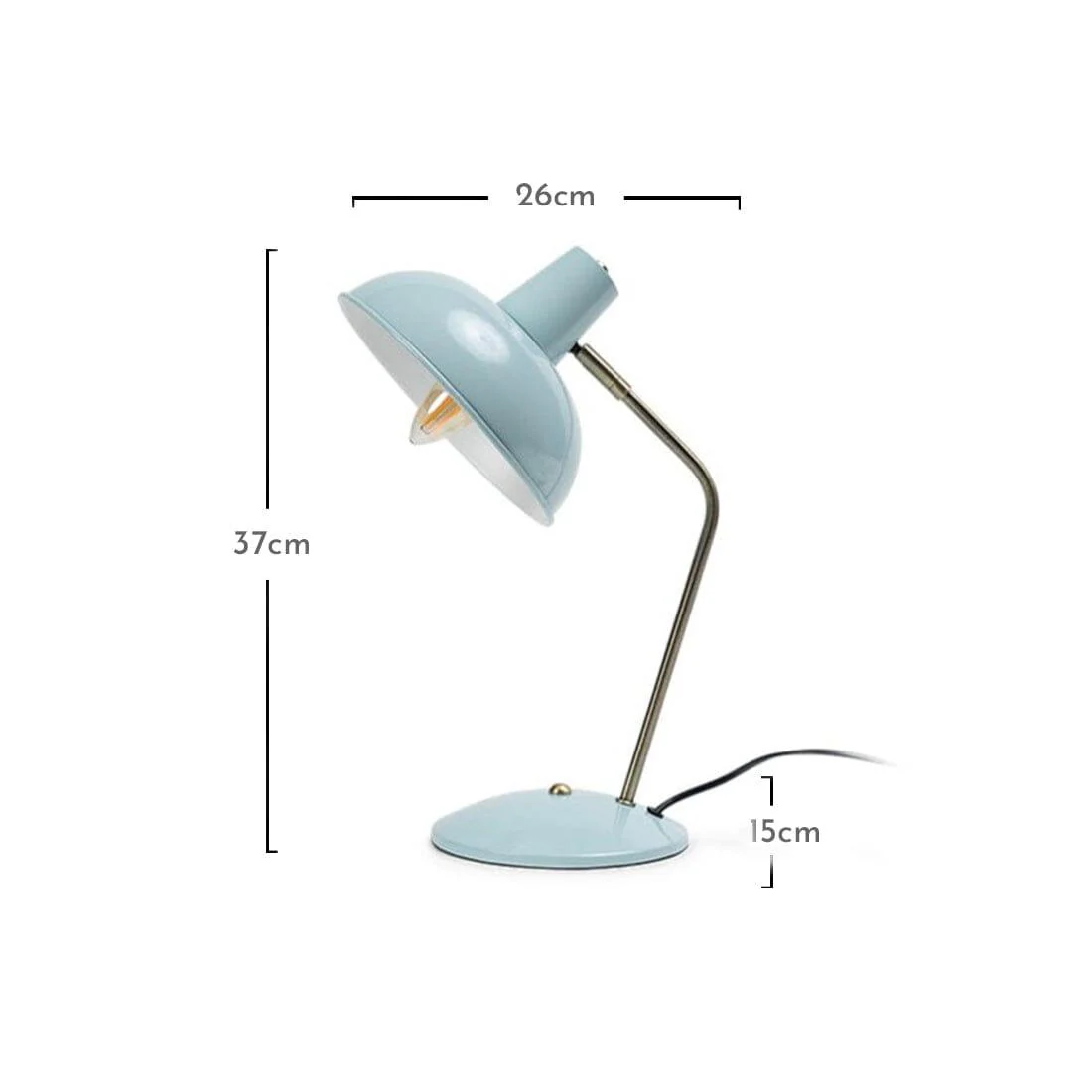 Outlet - Shildon 37cm Metal Desk Lamp - Duck Egg Blue - Image 2