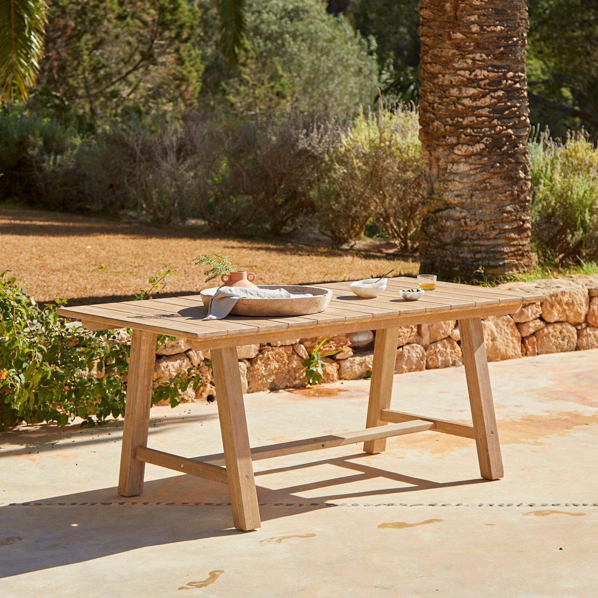 Shiro 6 Seater Wooden Rectangular Garden Dining Table with 6 Shiro Chairs - Image 2
