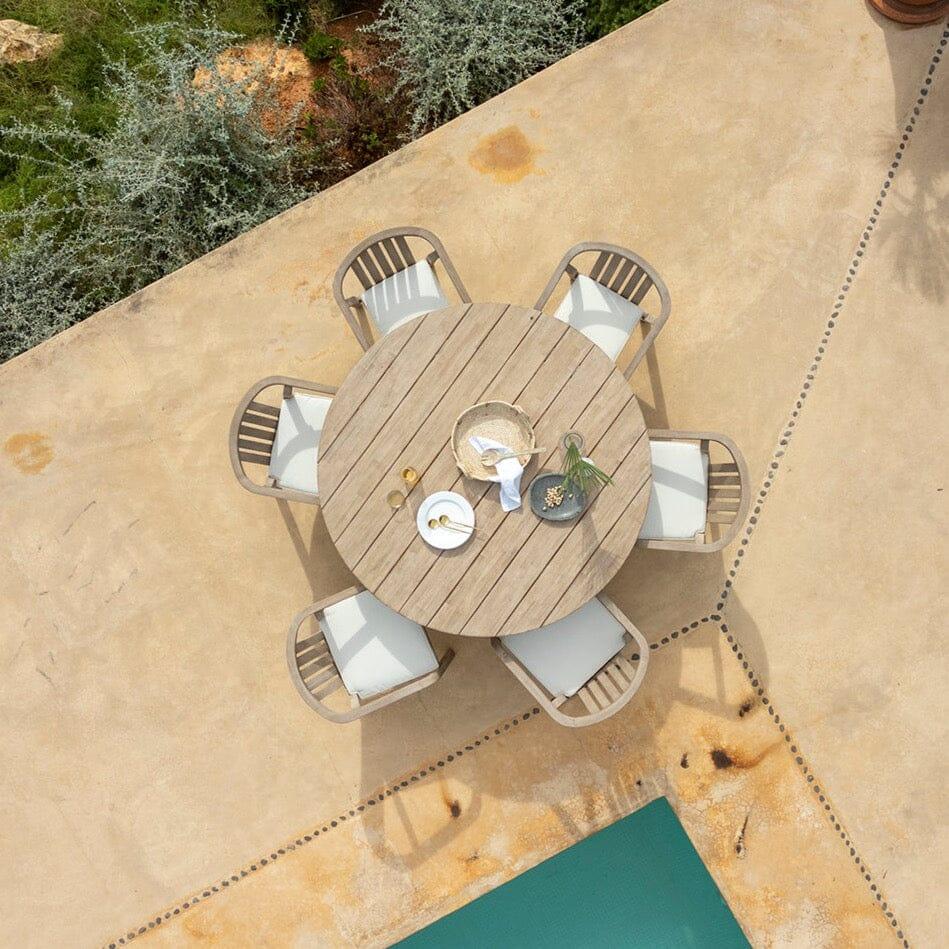 Shiro 6 Seater Wooden Round Garden Dining Table with 6 Shiro Chairs - 160cm - Image 9