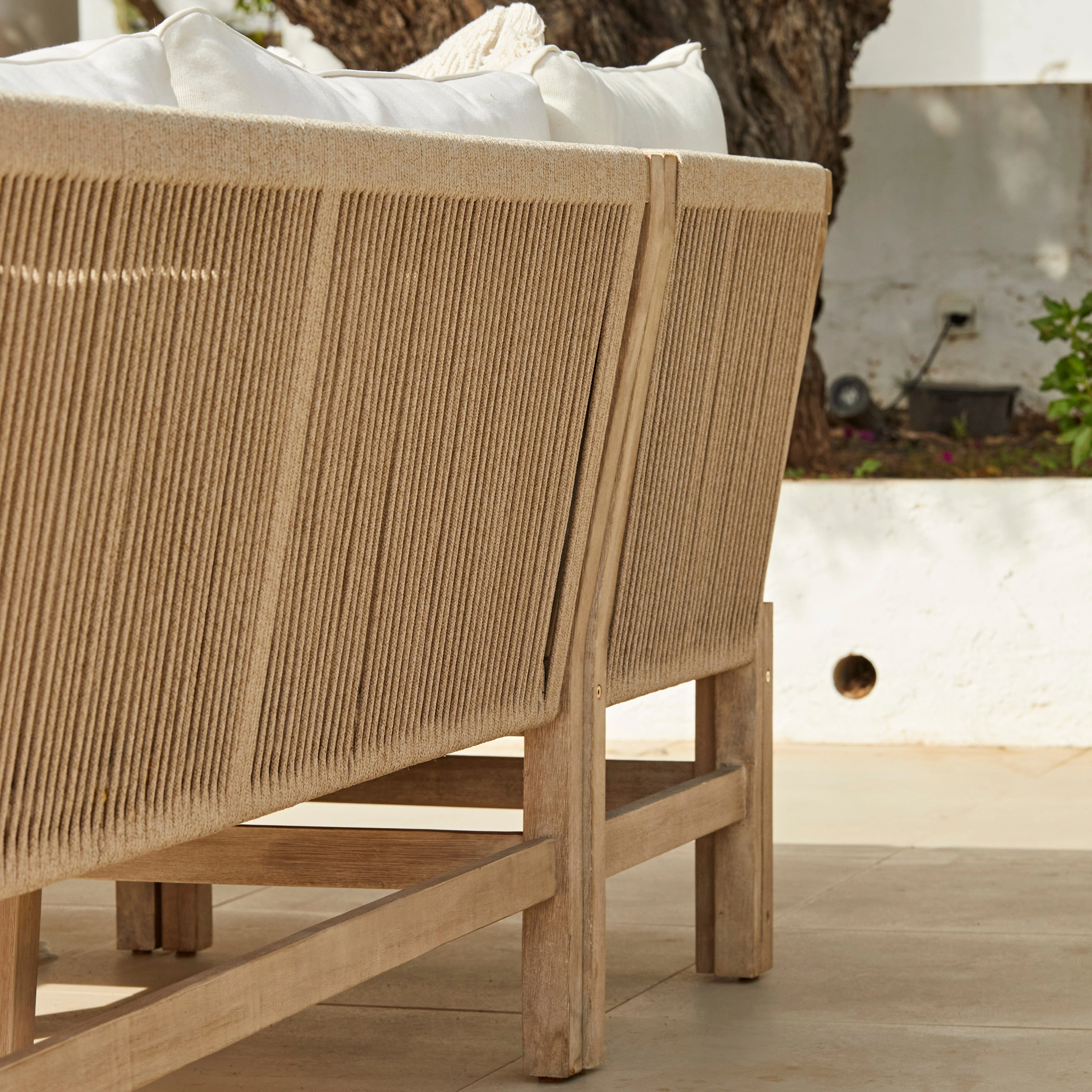 Shiro Wooden Garden Corner Dining Sofa Set with 2 Nala Sand Chairs - Image 10