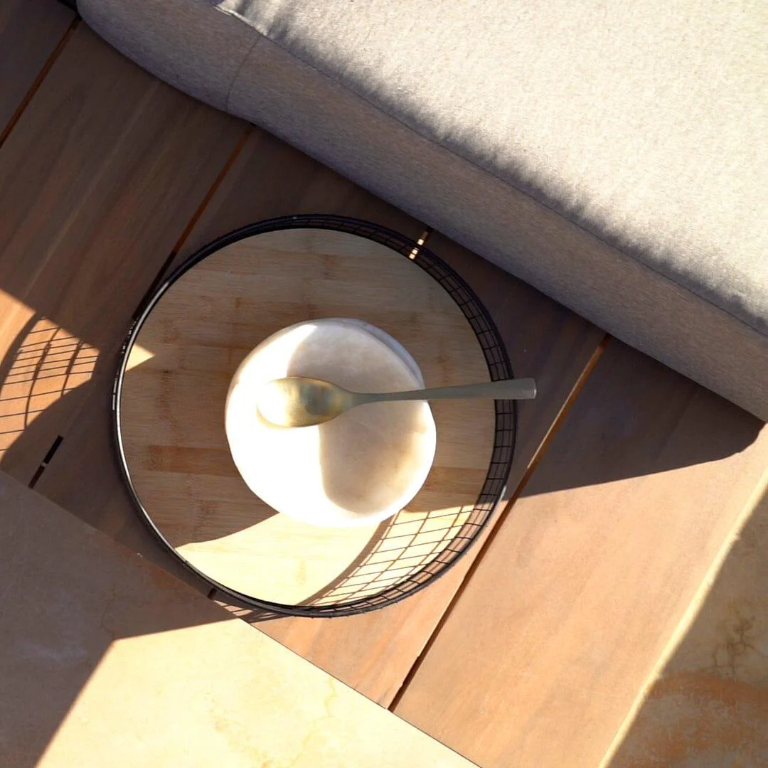 Shiva Garden Corner Sofa Set with Cream Parasol - Stone - Image 8