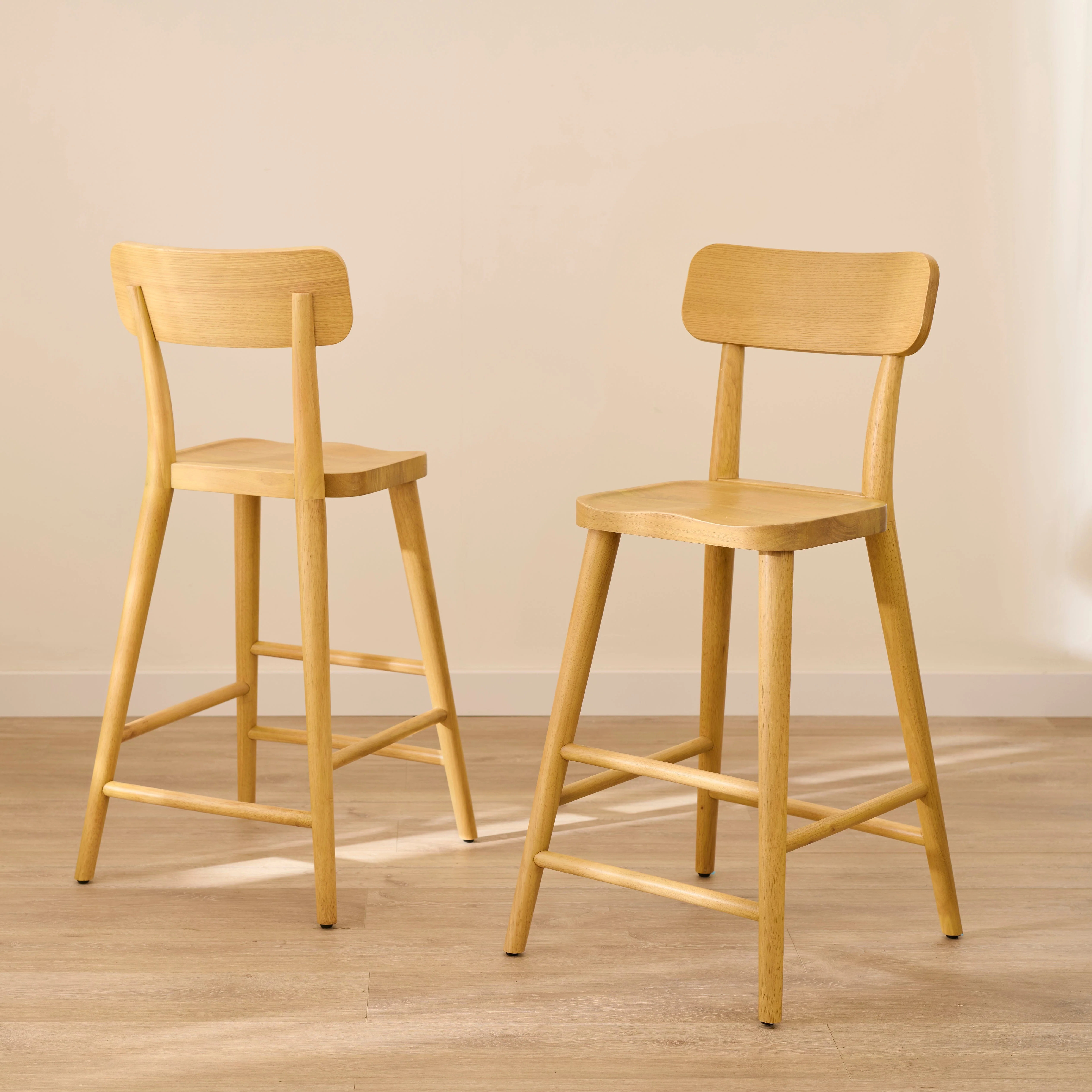 Silvester Pale Oak Bar Stool with Backrest - Image 2