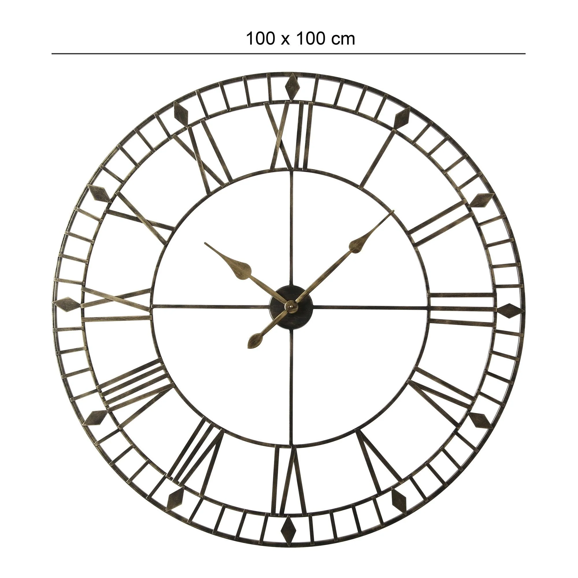 Riseley Large Skeleton Wall Clock - Black & Gold - Image 8