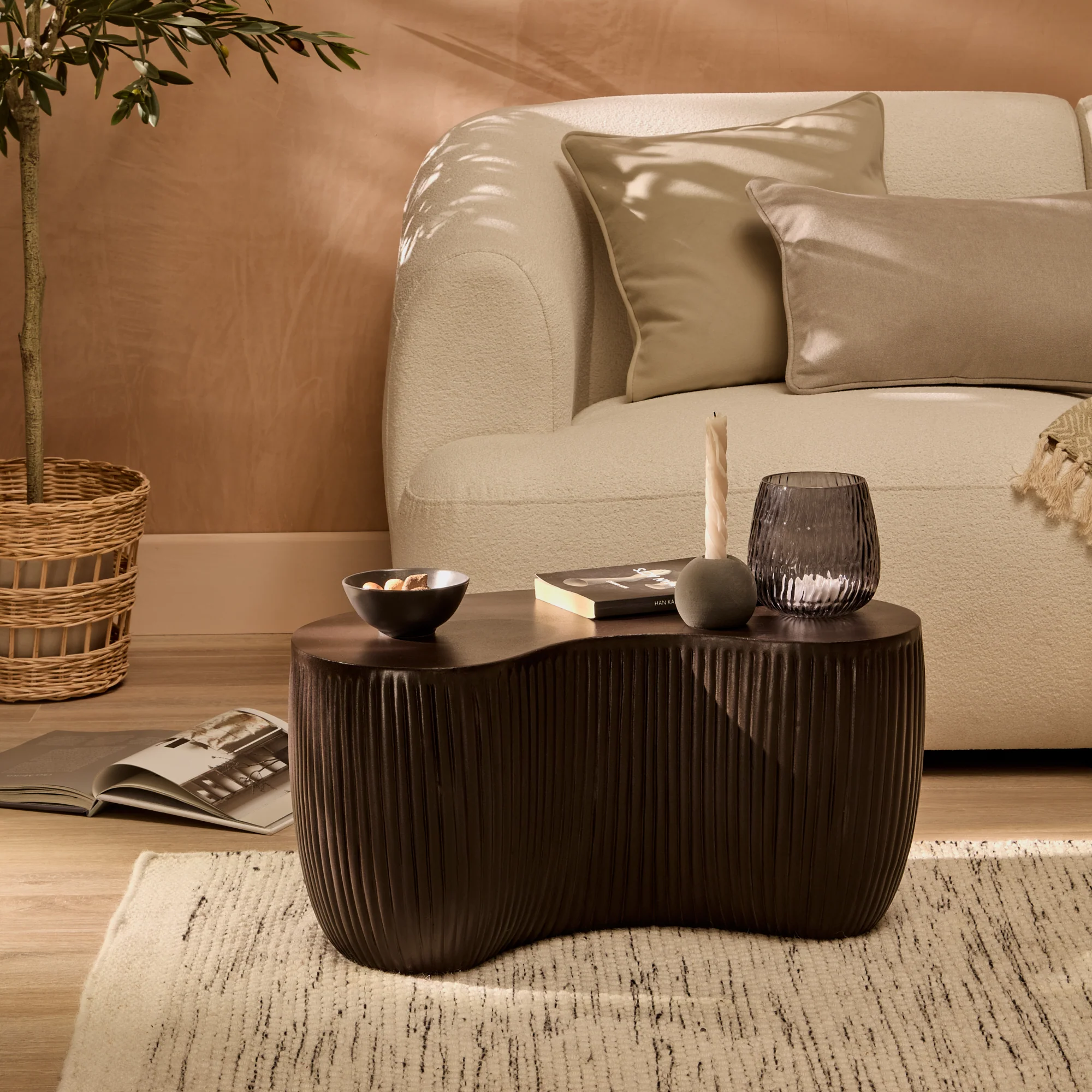 Sohan 61cm Kidney Coffee Table - Lava Black