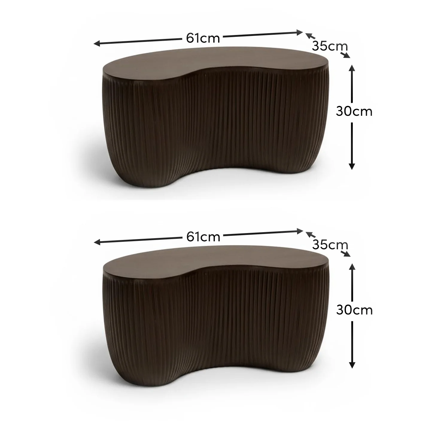 Sohan 61cm with 84cm Kidney Garden Coffee Table - Lava Black - Image 7