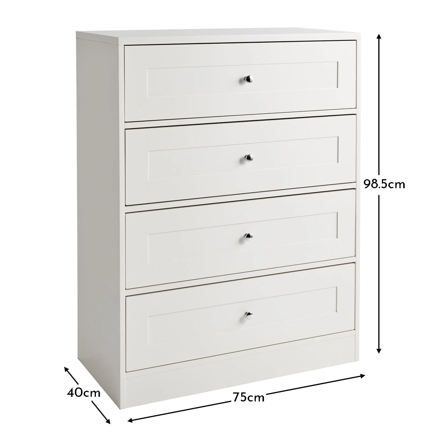 Stevie Chest of Drawers - 4 Drawer - White - Image 7