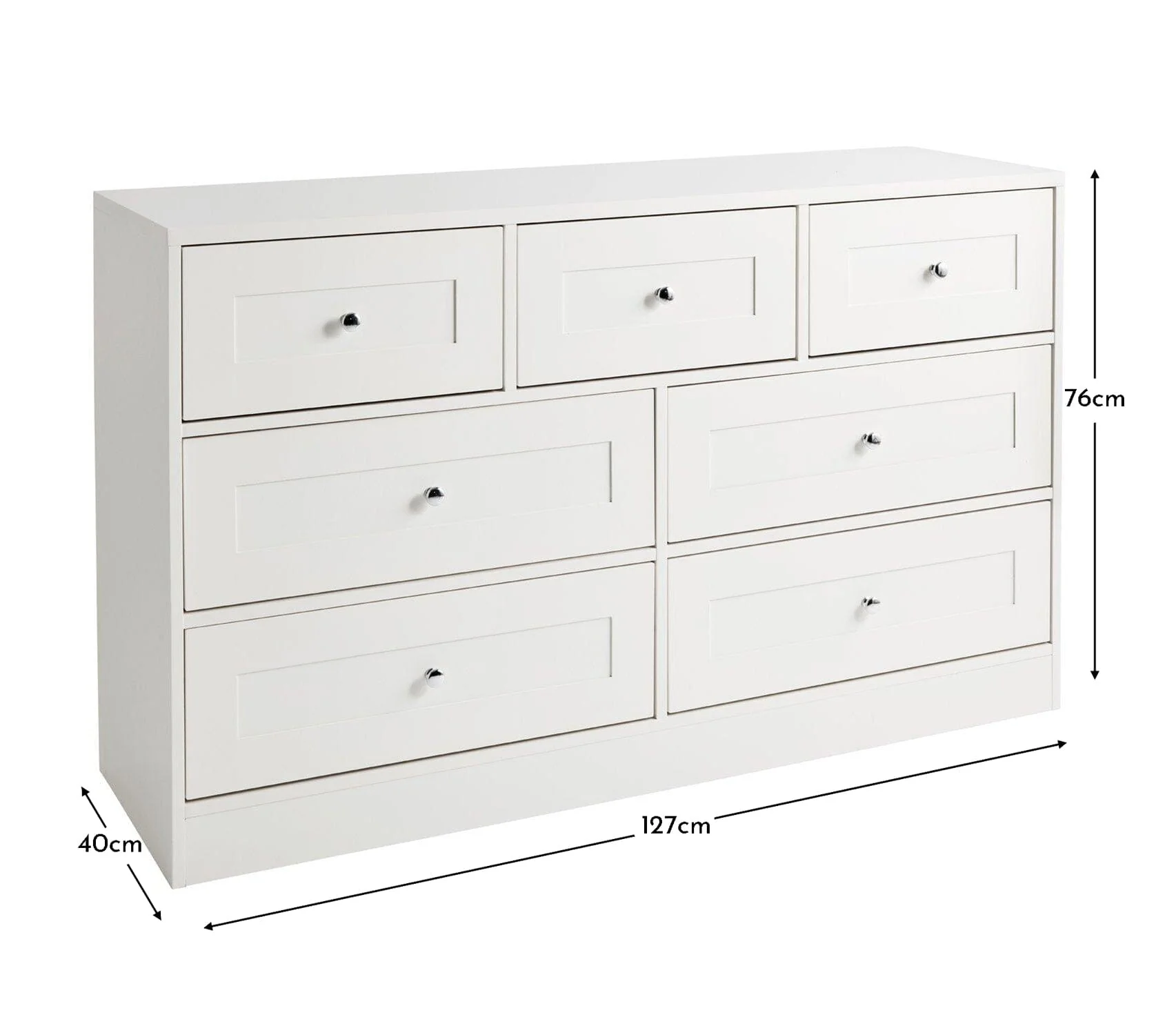 Stevie 7 Drawer Chest of Drawers - White - Image 7