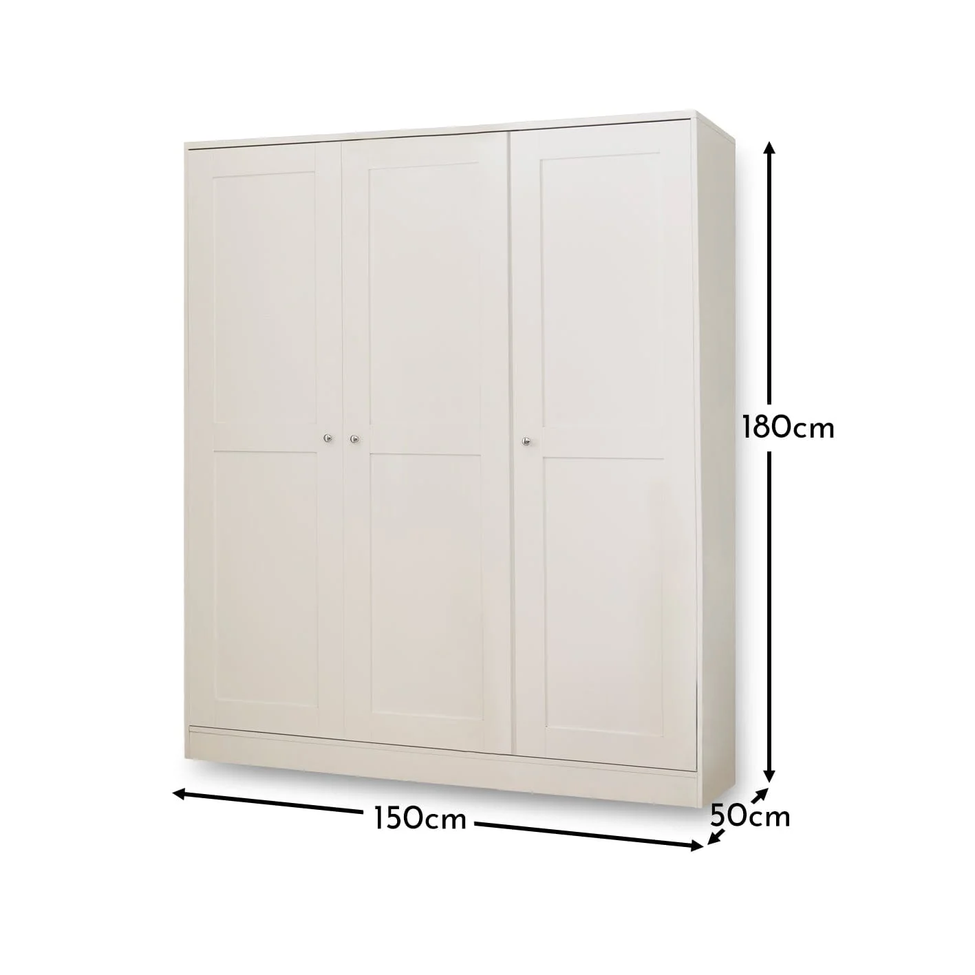 Stevie 3 Door Wardrobe - White - Image 10
