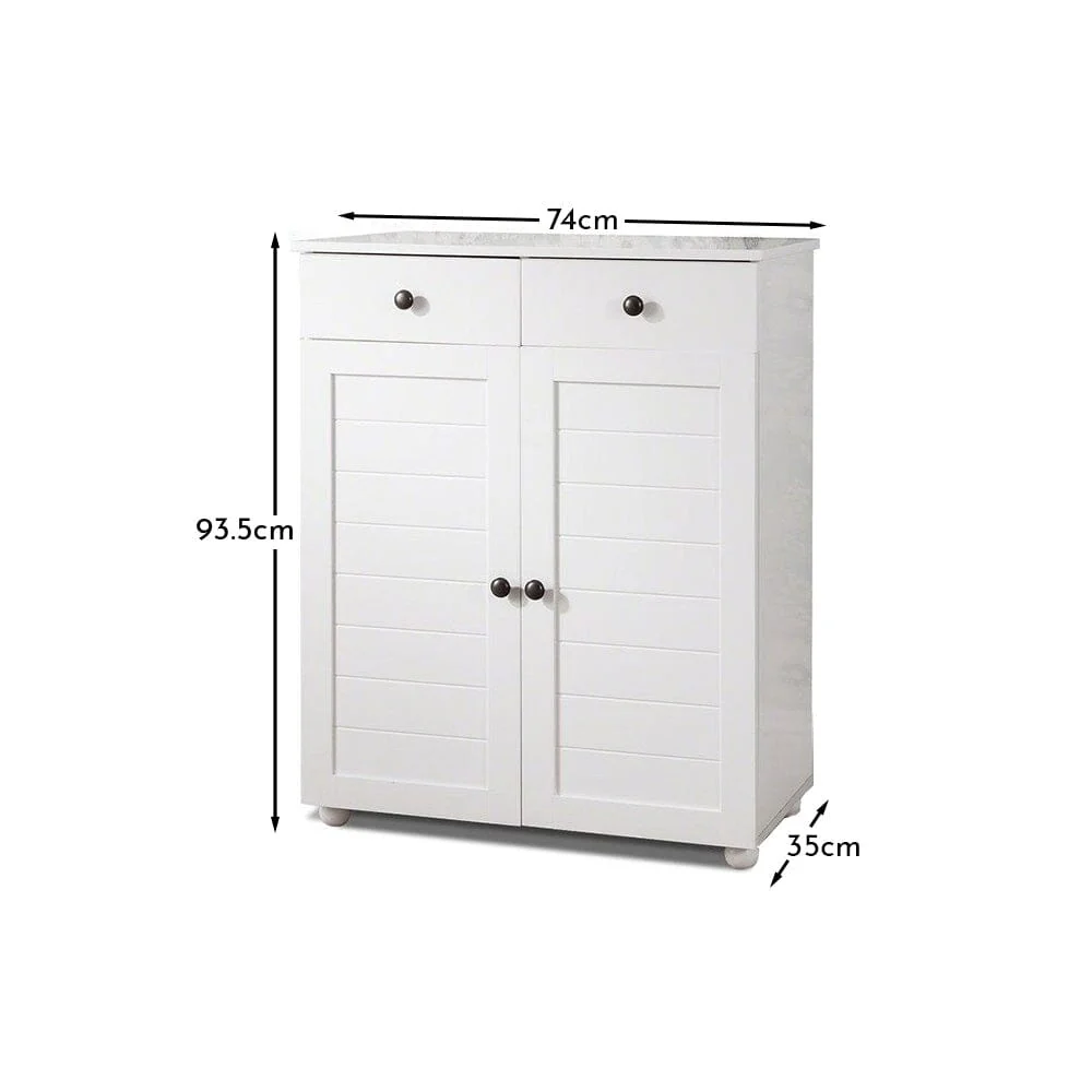 Ascot Shoe Cabinet - White Storage Cupboard - Image 7