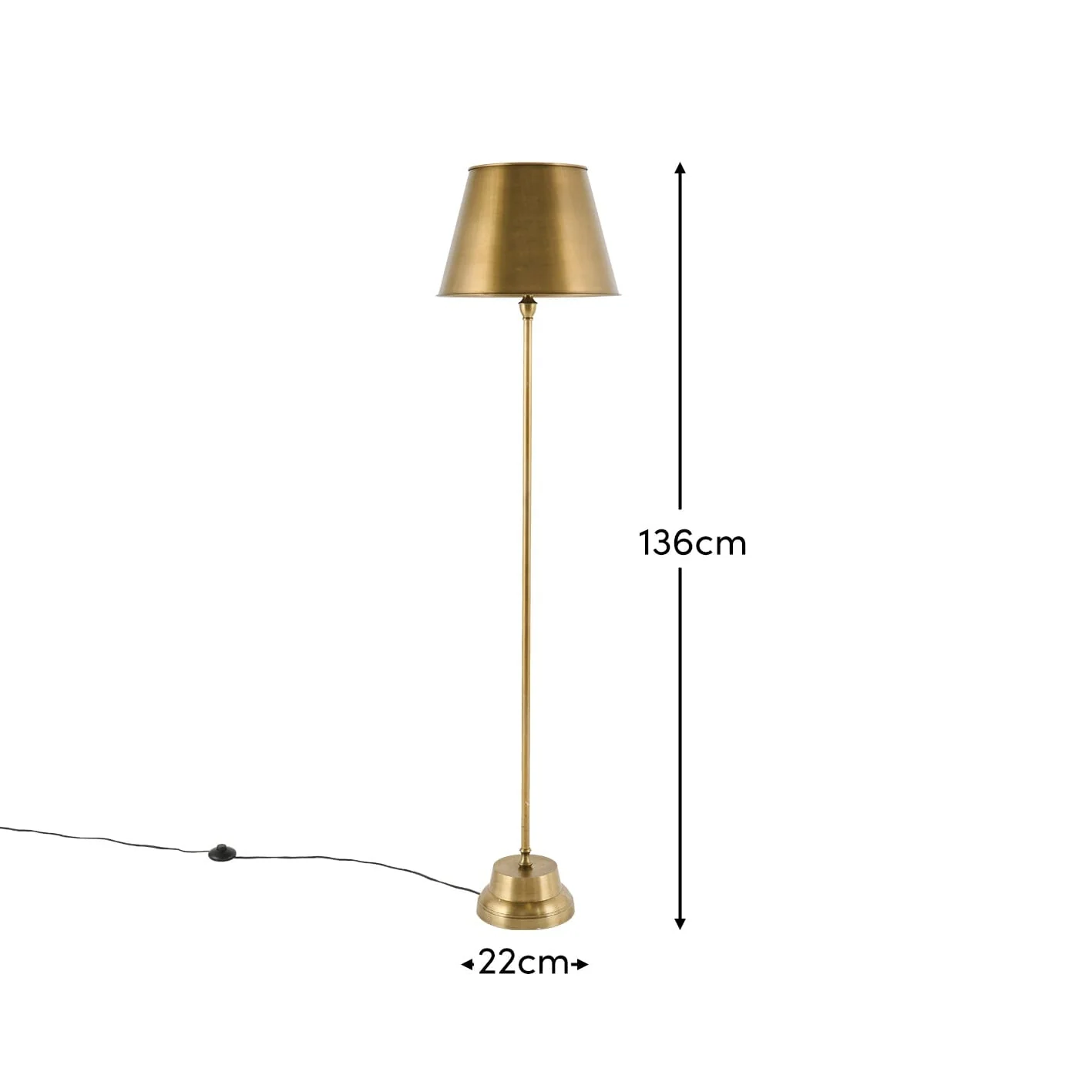 Stowe 136cm Metal Floor Lamp - Gold - Image 5