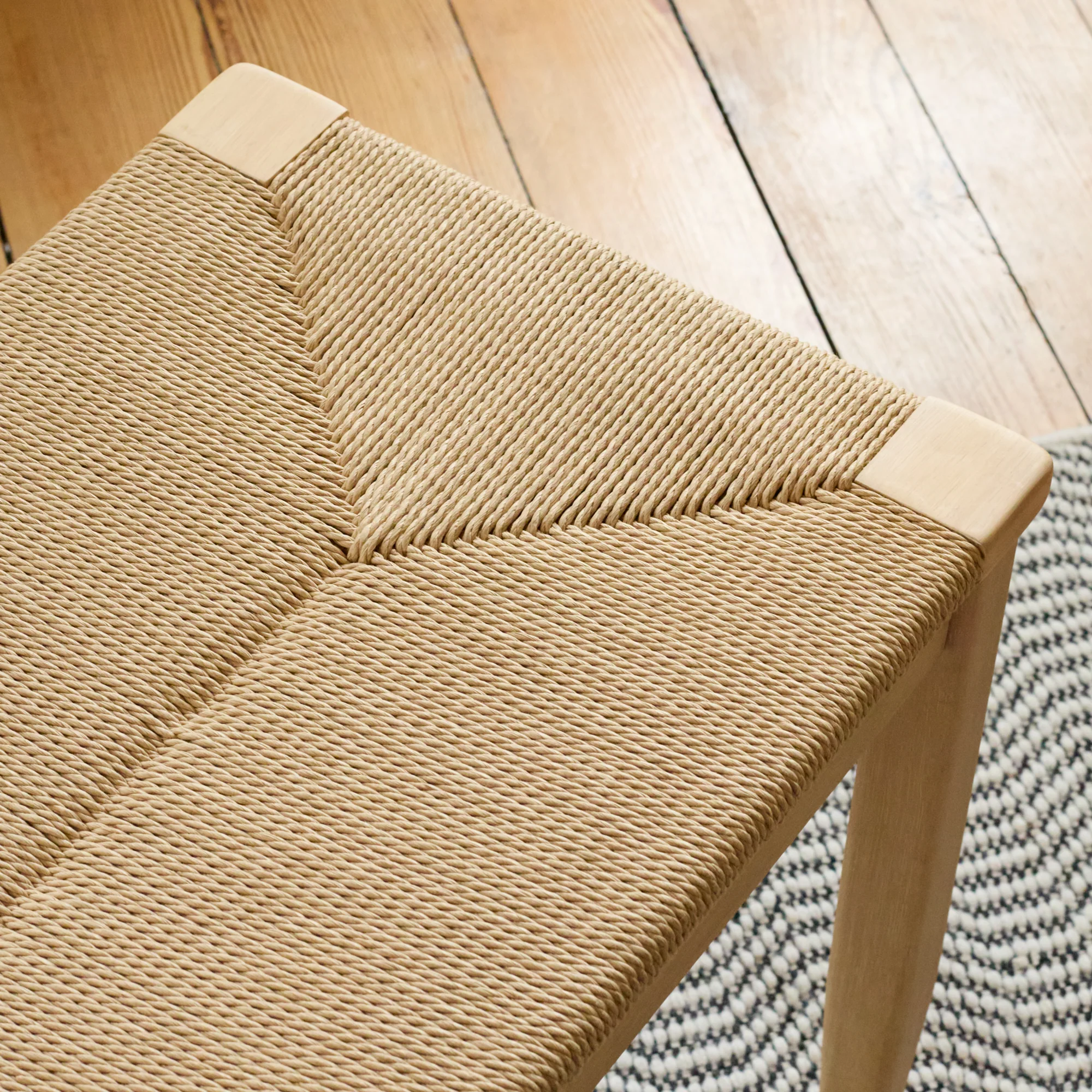 Tilly 150cm Wooden Bench - Whitewash Oak & Paper Cord - Image 3