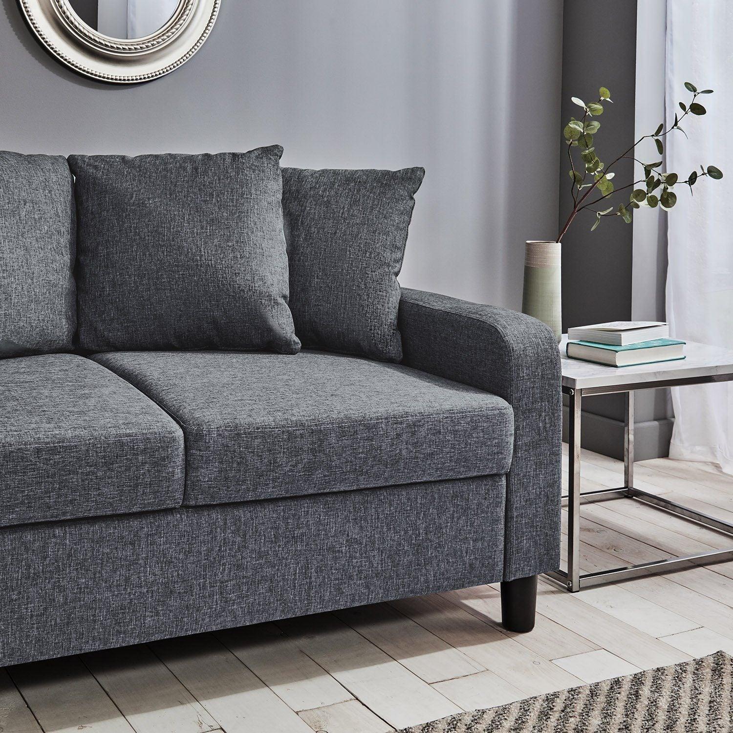 Tracy 2 Seater Sofa - Grey Linen with Black Legs - Image 4