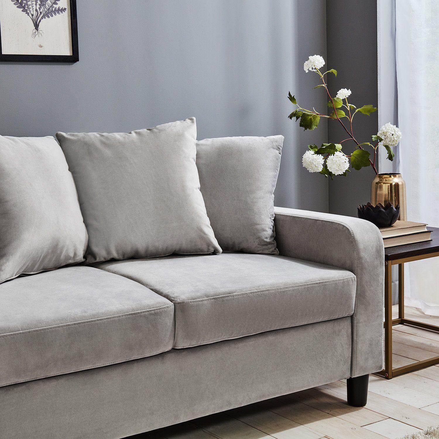Tracy 2 Seater Sofa - Grey Velvet with Black Legs - Image 4