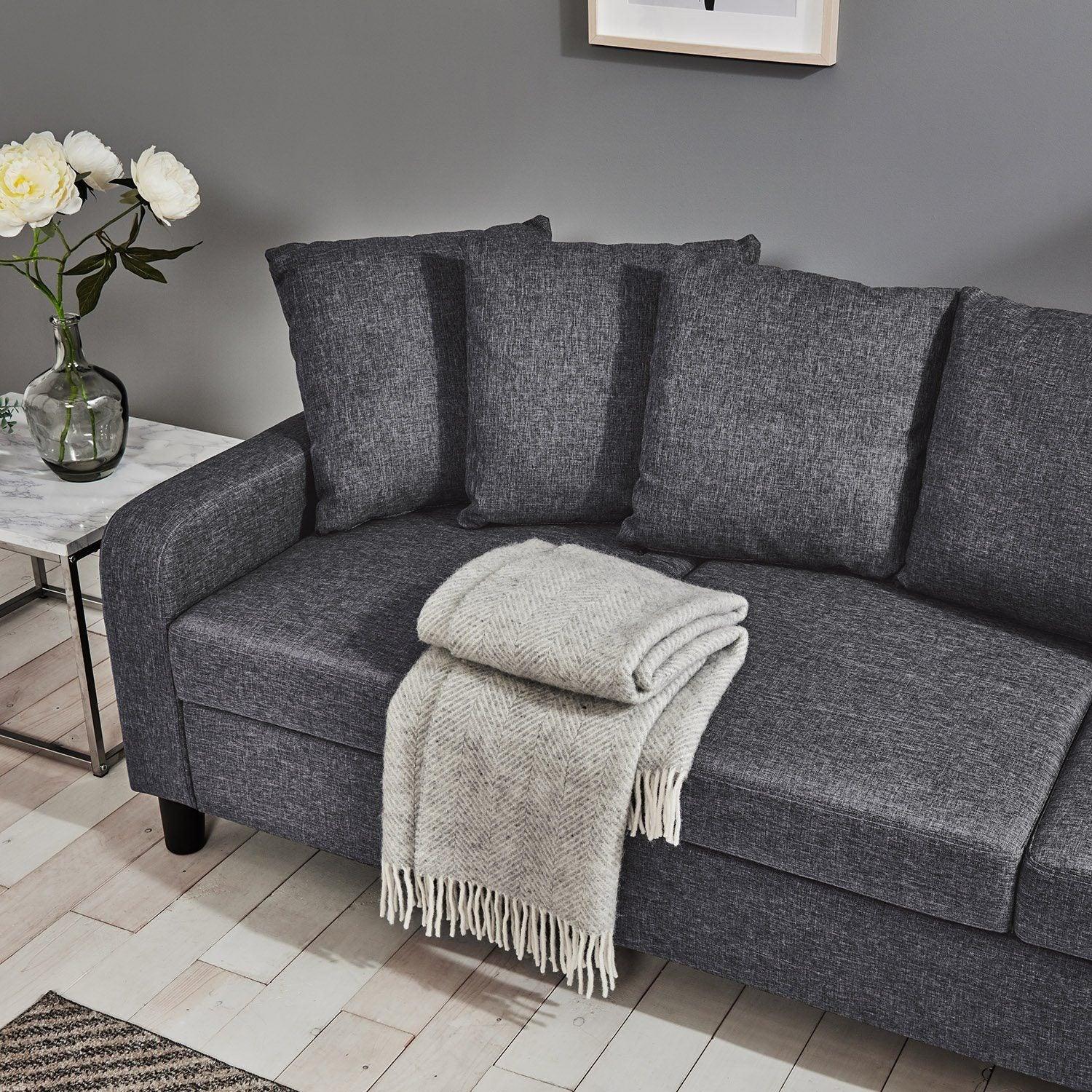 Tracy 3 Seater Sofa - Grey Linen with Black Legs - Image 4