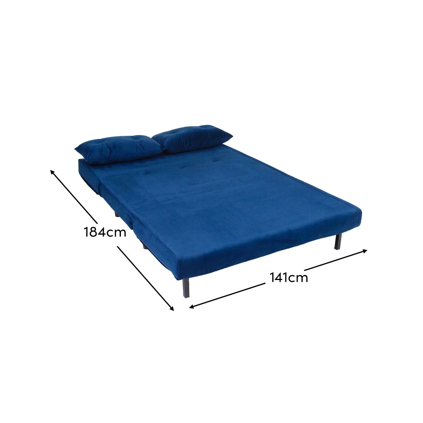 Una 2 Seater Double Sofa Bed - Blue Velvet - Image 14