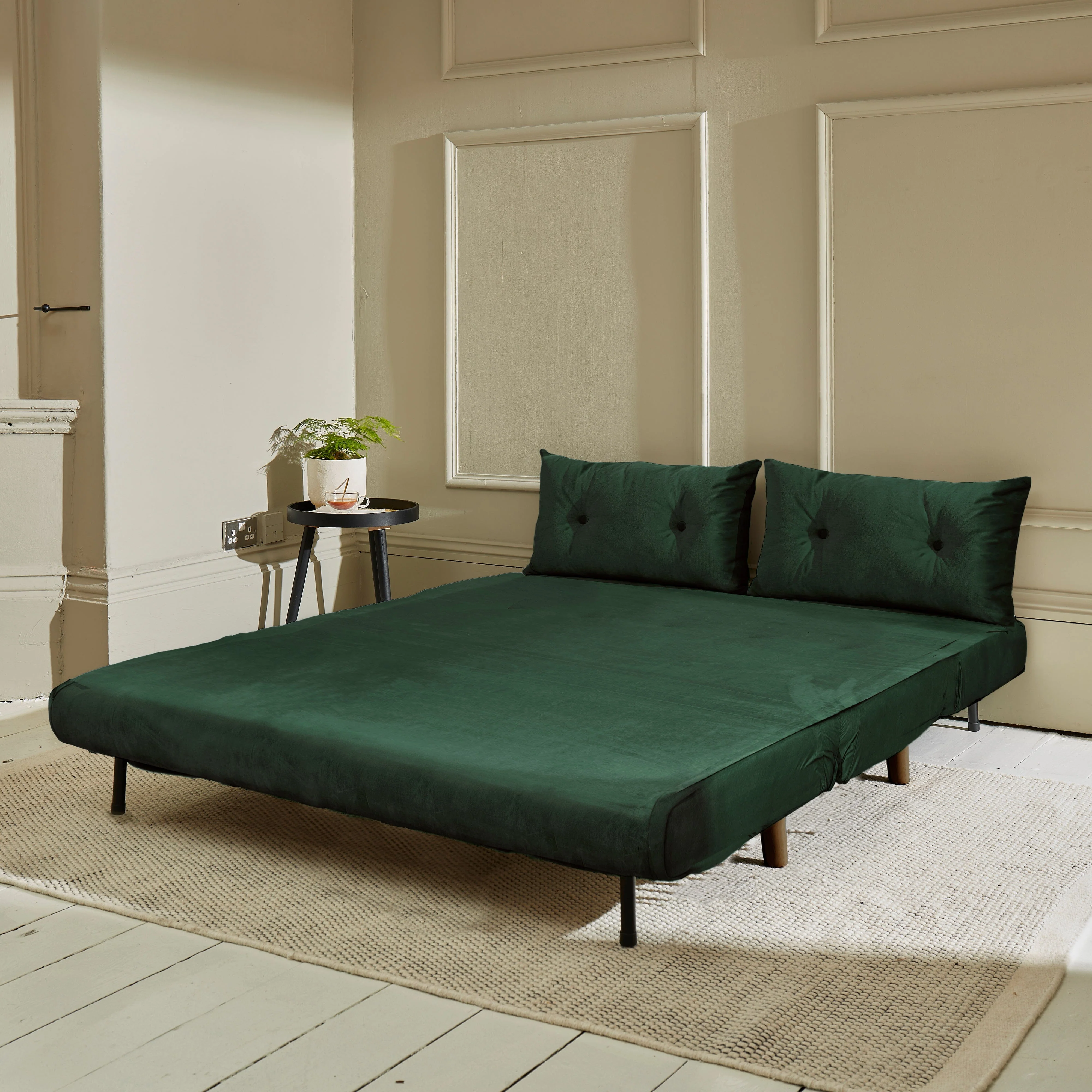 Una 2 Seater Double Sofa Bed - Green Velvet - Image 3