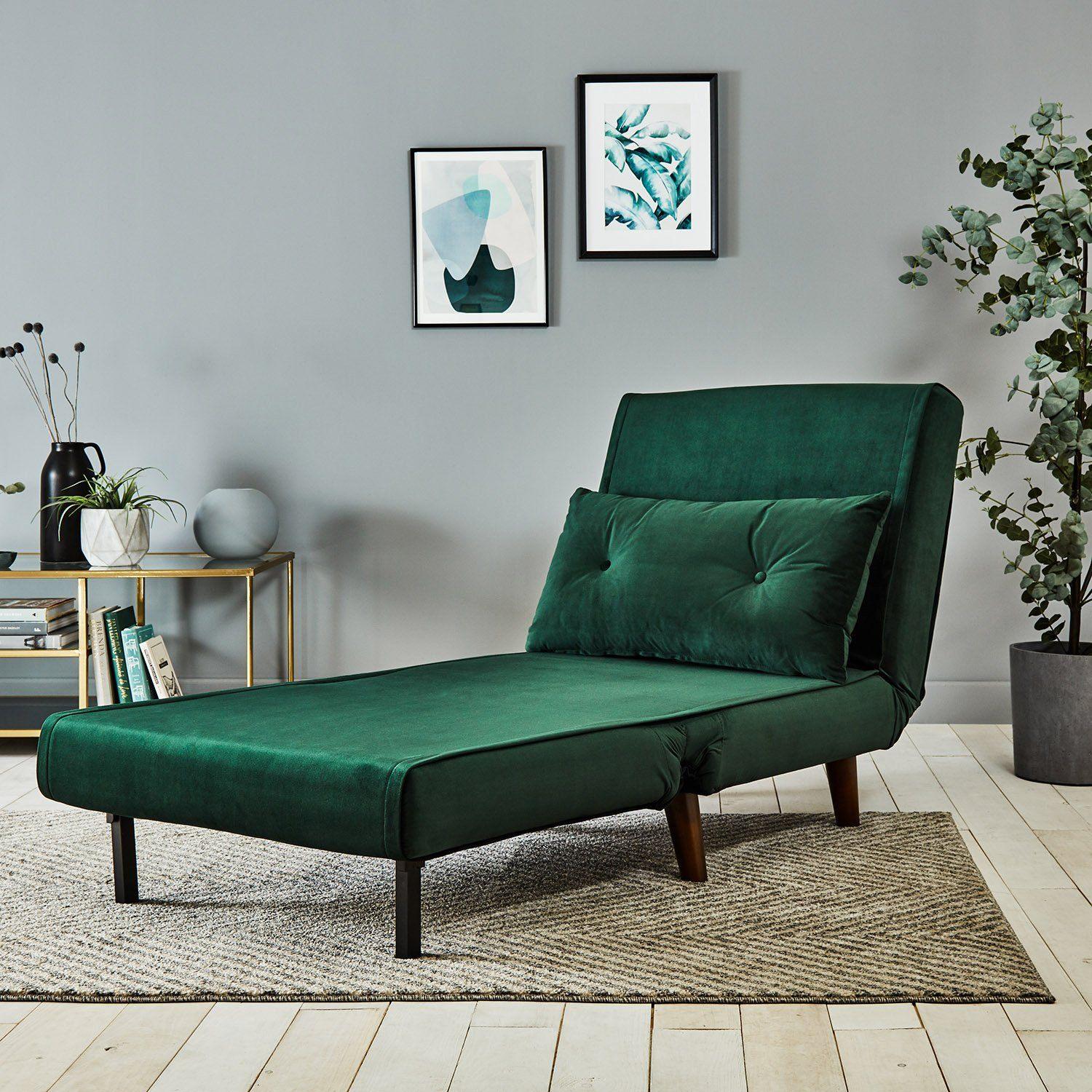 Una Single Sofa Bed - Green Velvet - Image 6