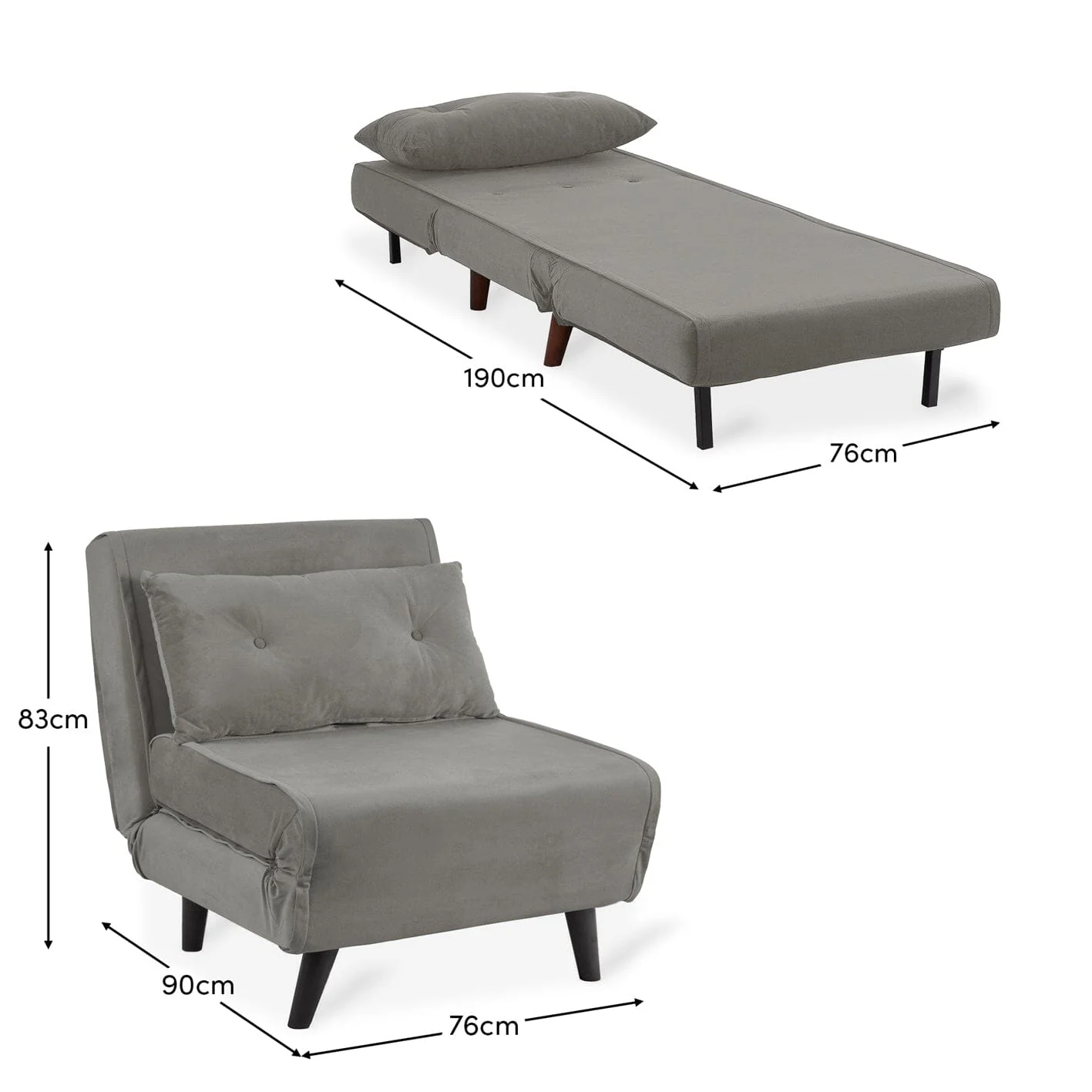 Una Single Sofa Bed - Grey Velvet - Image 13