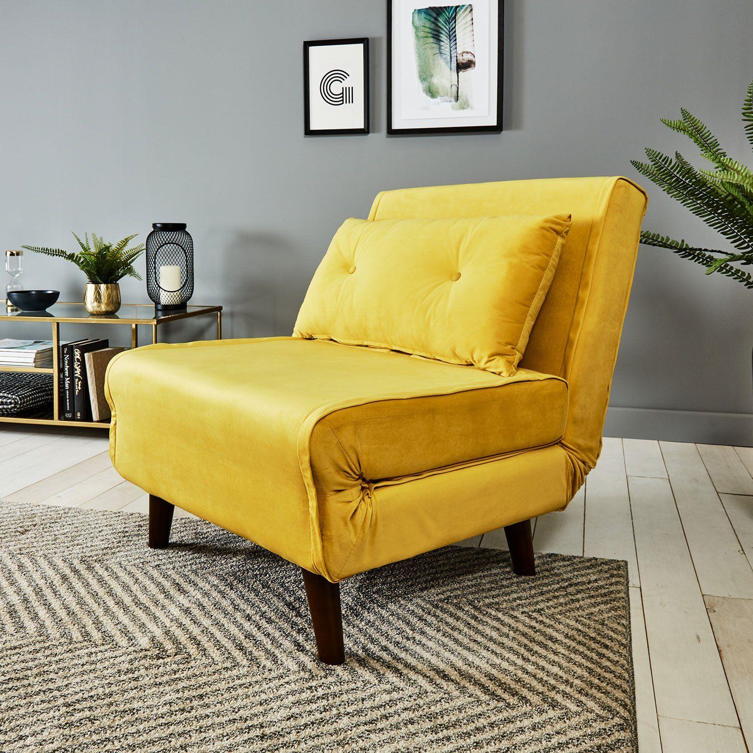 Una Single Sofa Bed - Yellow Velvet - Image 7