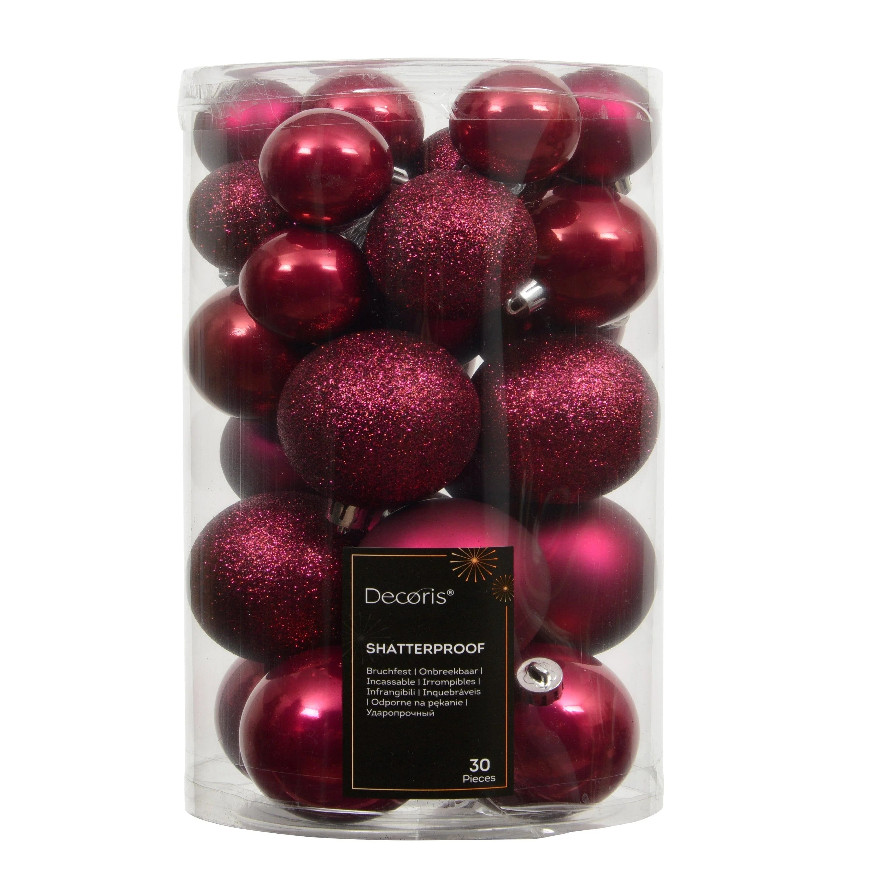 Valen Shatterproof Mixed Baubles - Set of 30 - Festive Pink - Image 2