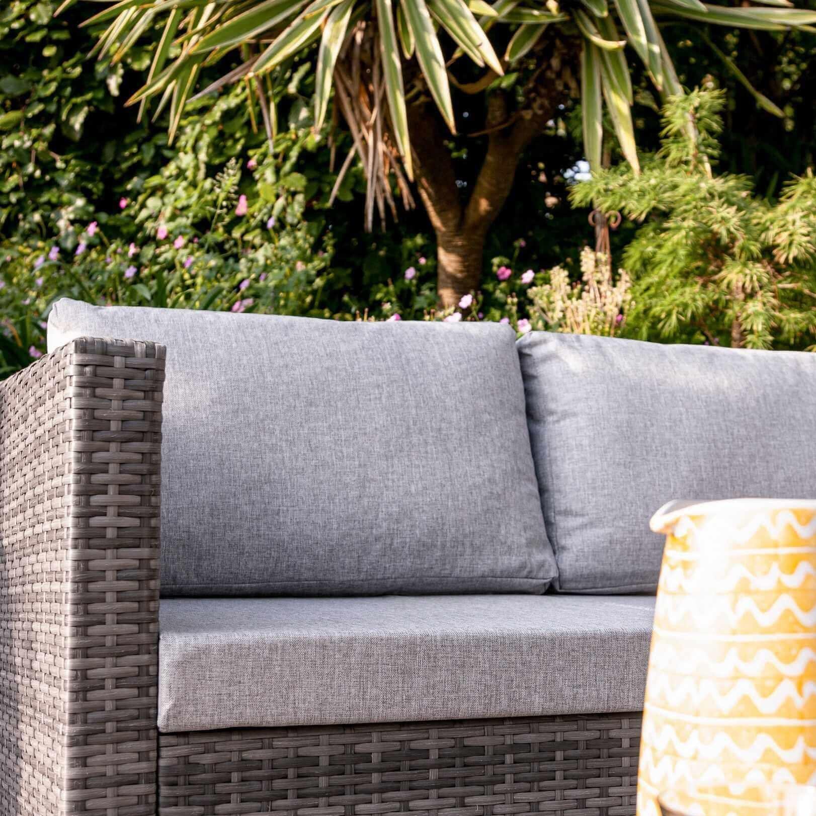 Weston 4 Seater Rattan Corner Sofa Set With Polywood Top - Grey Weave - Image 2