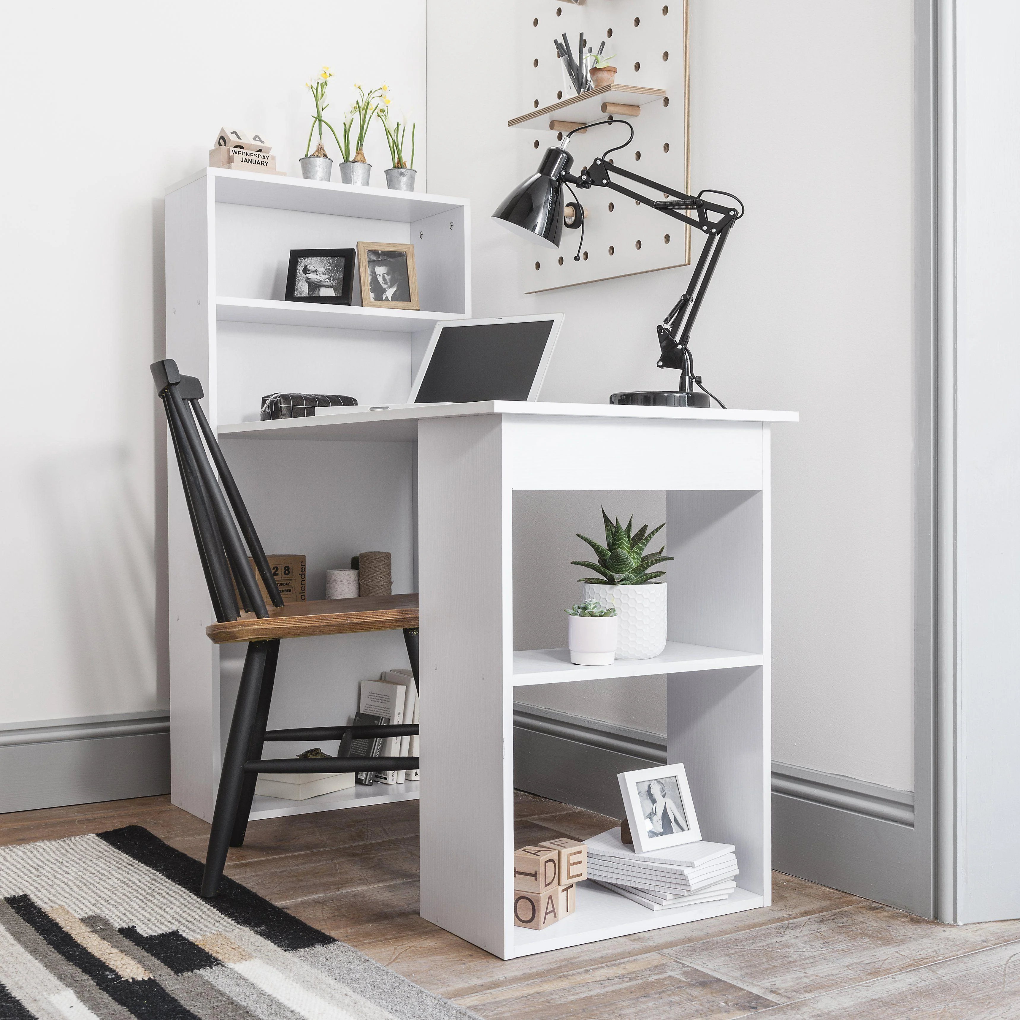 Essie Desk with Shelves - White - Image 3