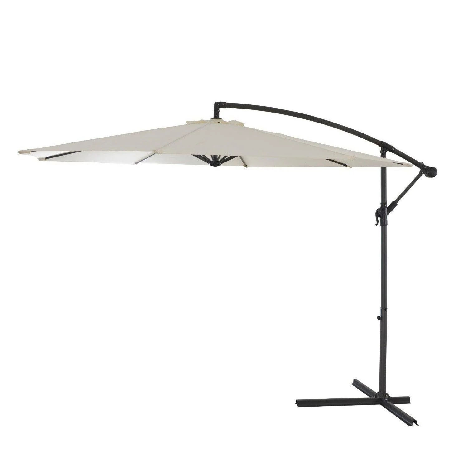 Wick Rattan Garden Sofa Set with Cream Parasol - Light Grey - Image 9