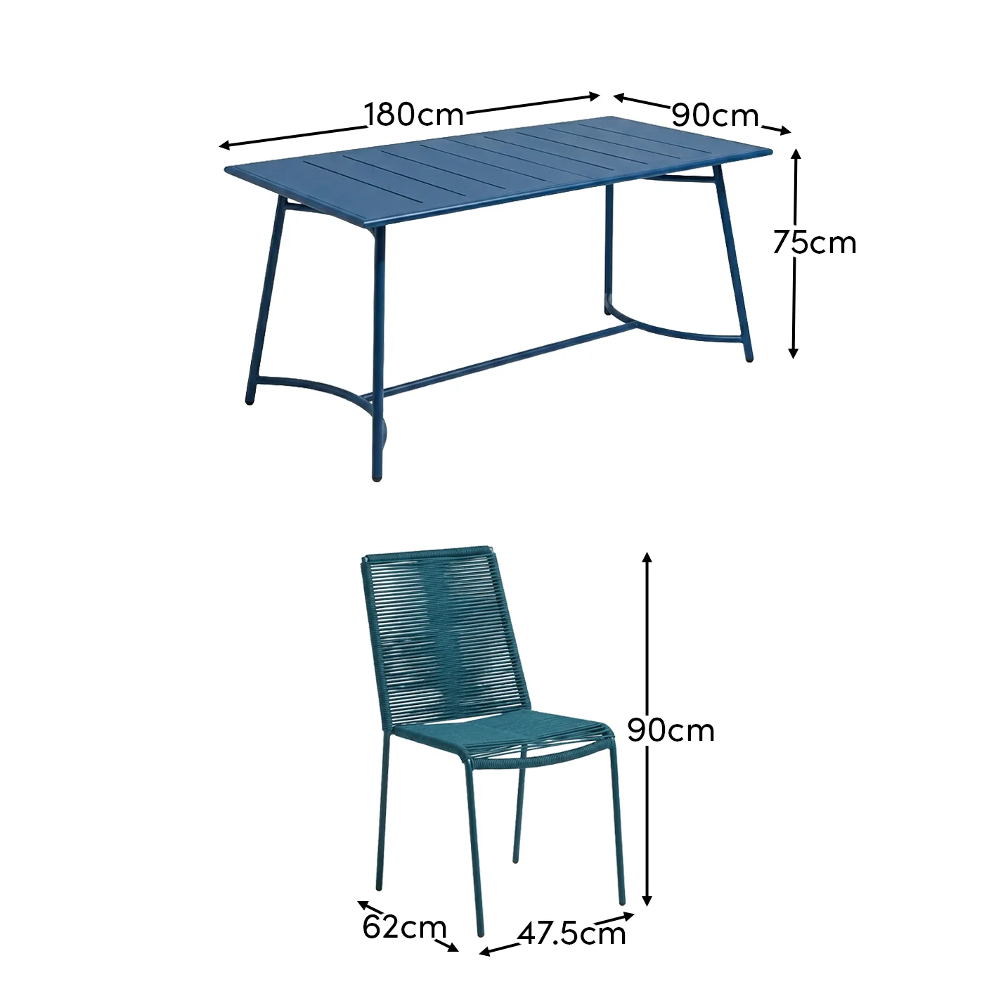 Wilder 6 Seater Blue Garden Dining Set with Ryder Teal Chairs - Image 13