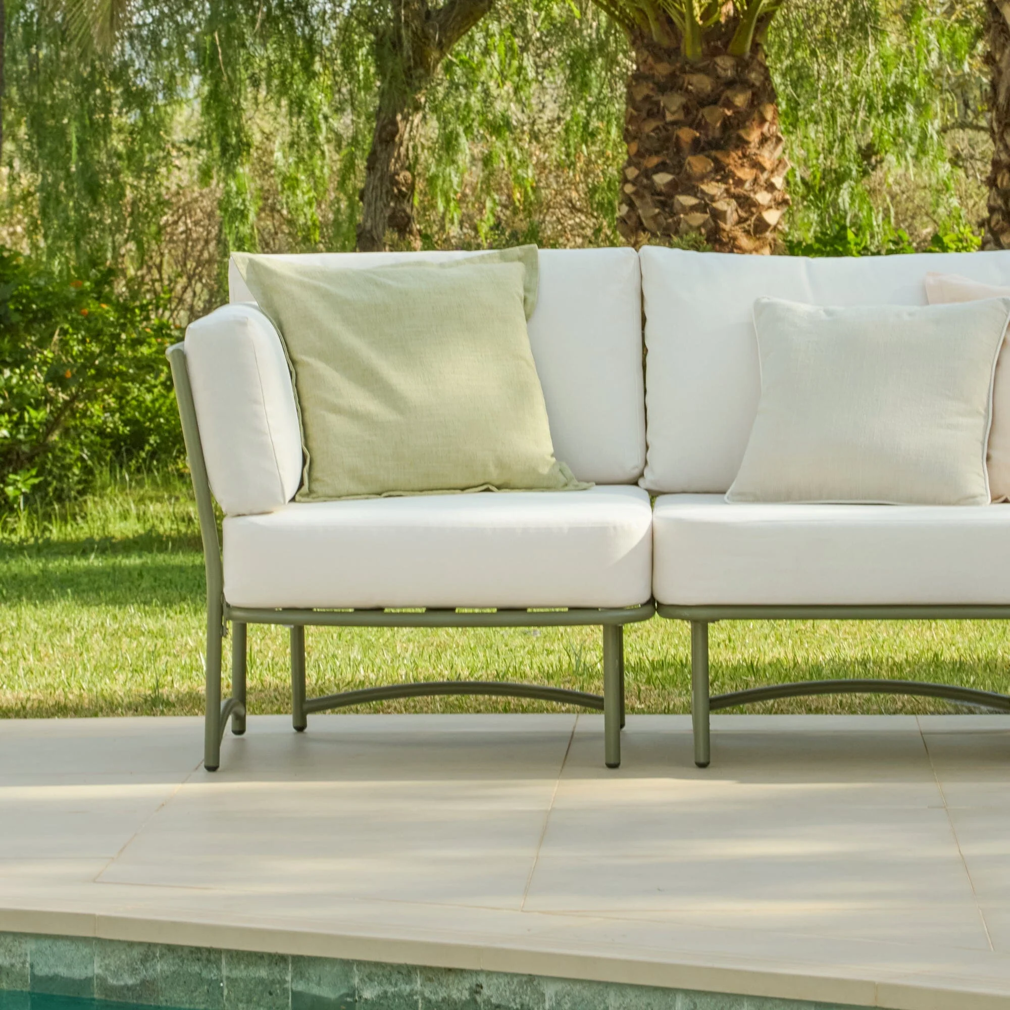 Wilder 4 Seater Metal Garden Conversation Set with Wilder Coffee Table - Olive Green - Image 3