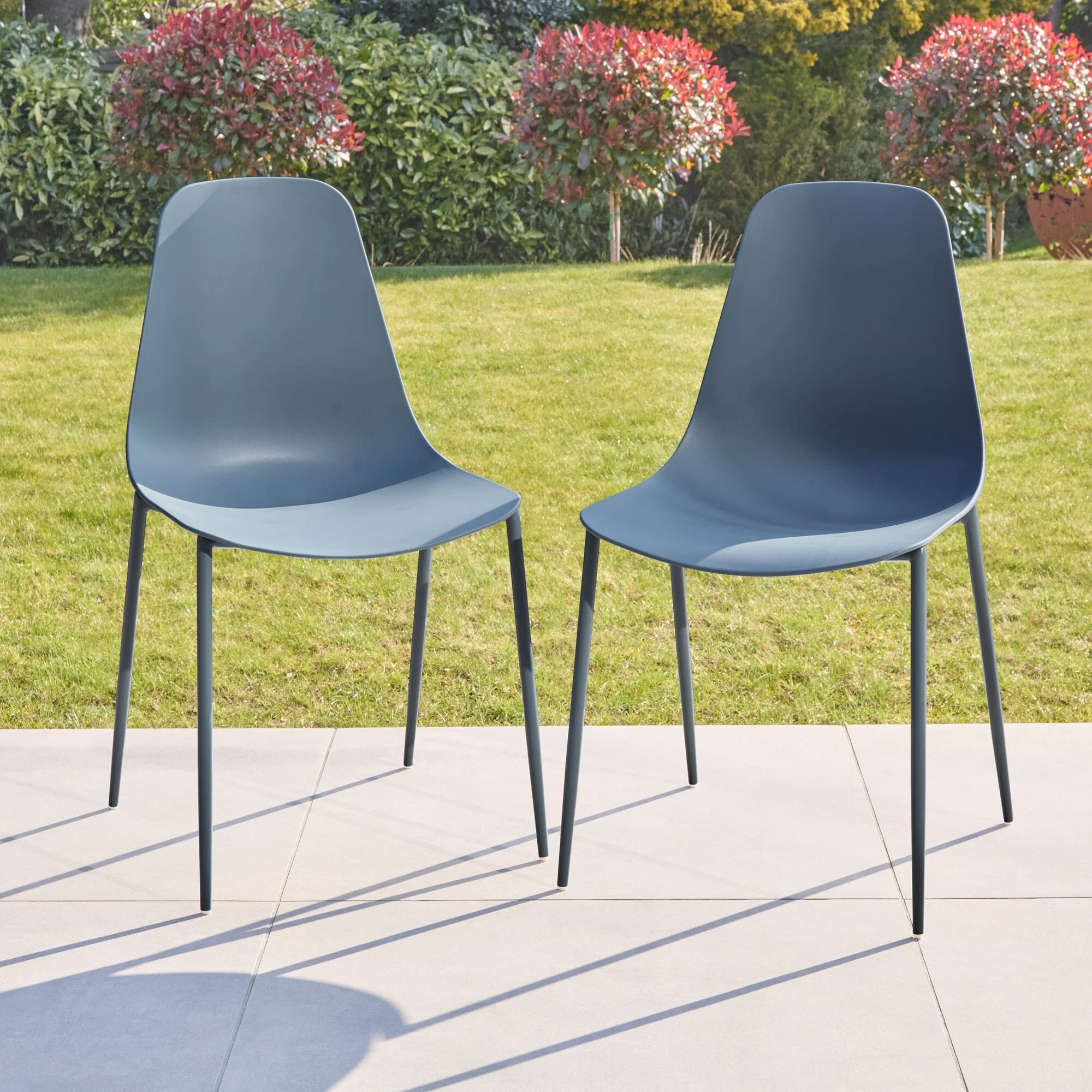 Wilder 6 Seater Metal Garden Dining Set with Wren Blue Chairs - Image 3