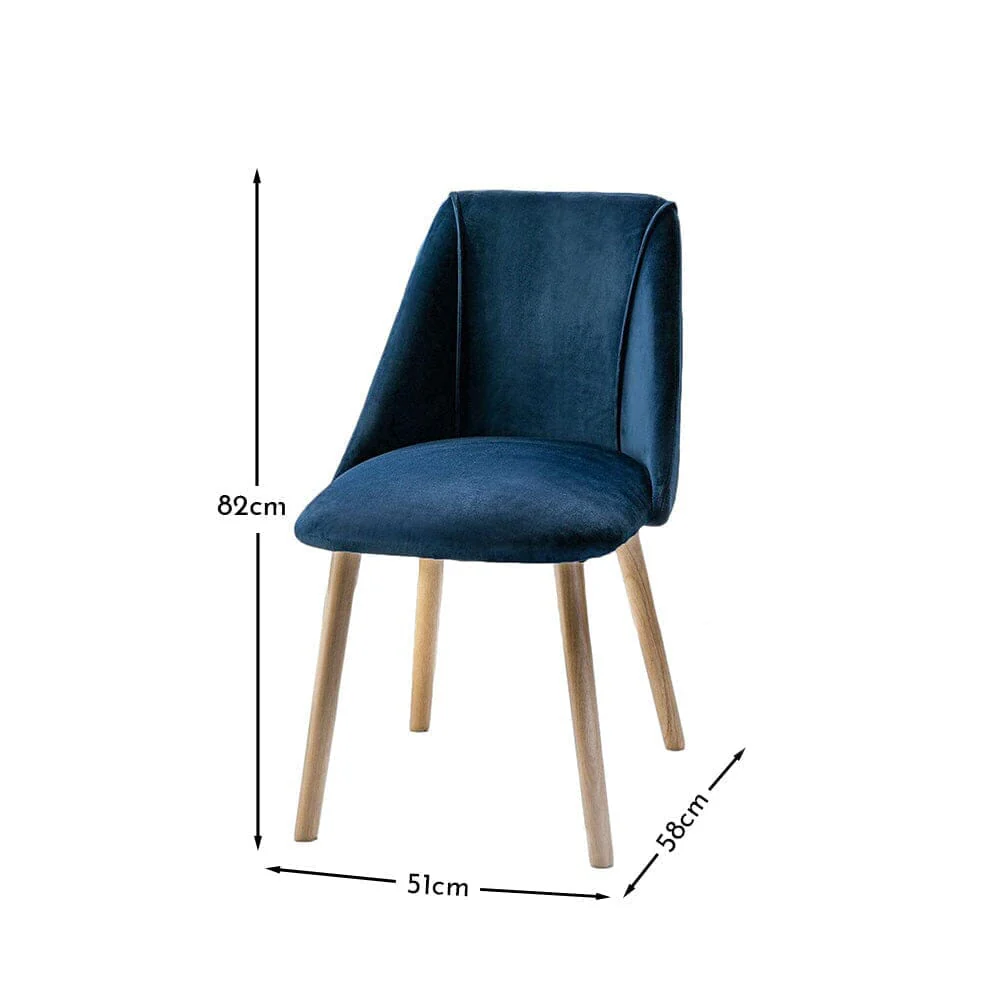 Willow Pale Oak Dining Table Set - 4 Seater - Freya Blue Dining Chairs - Whitewash Legs - Image 9