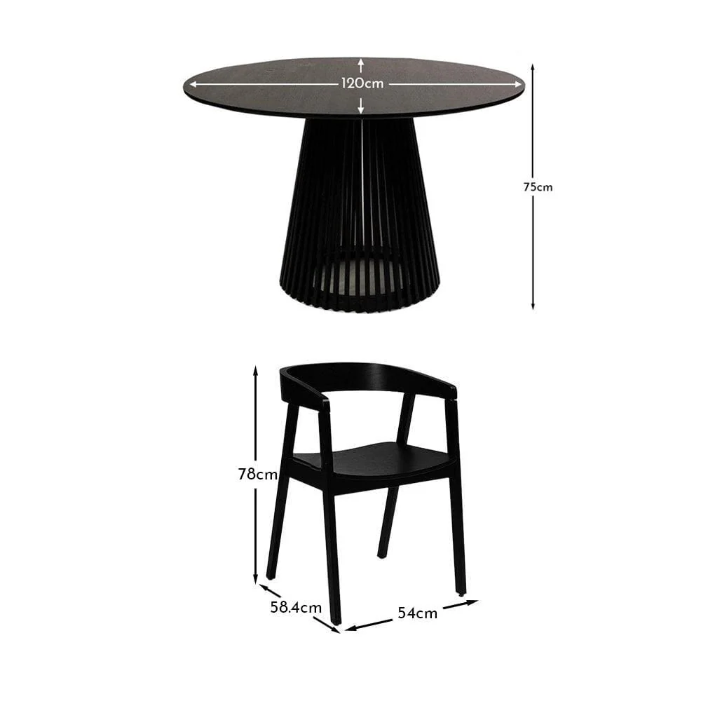 Willow Black Dining Table Set - 4 Seater - Ella Black Dining Chairs - Black Oak Legs - Image 11