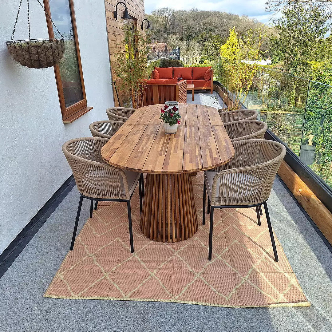 Willow Oval Wooden Garden Table - White Acacia - Image 6