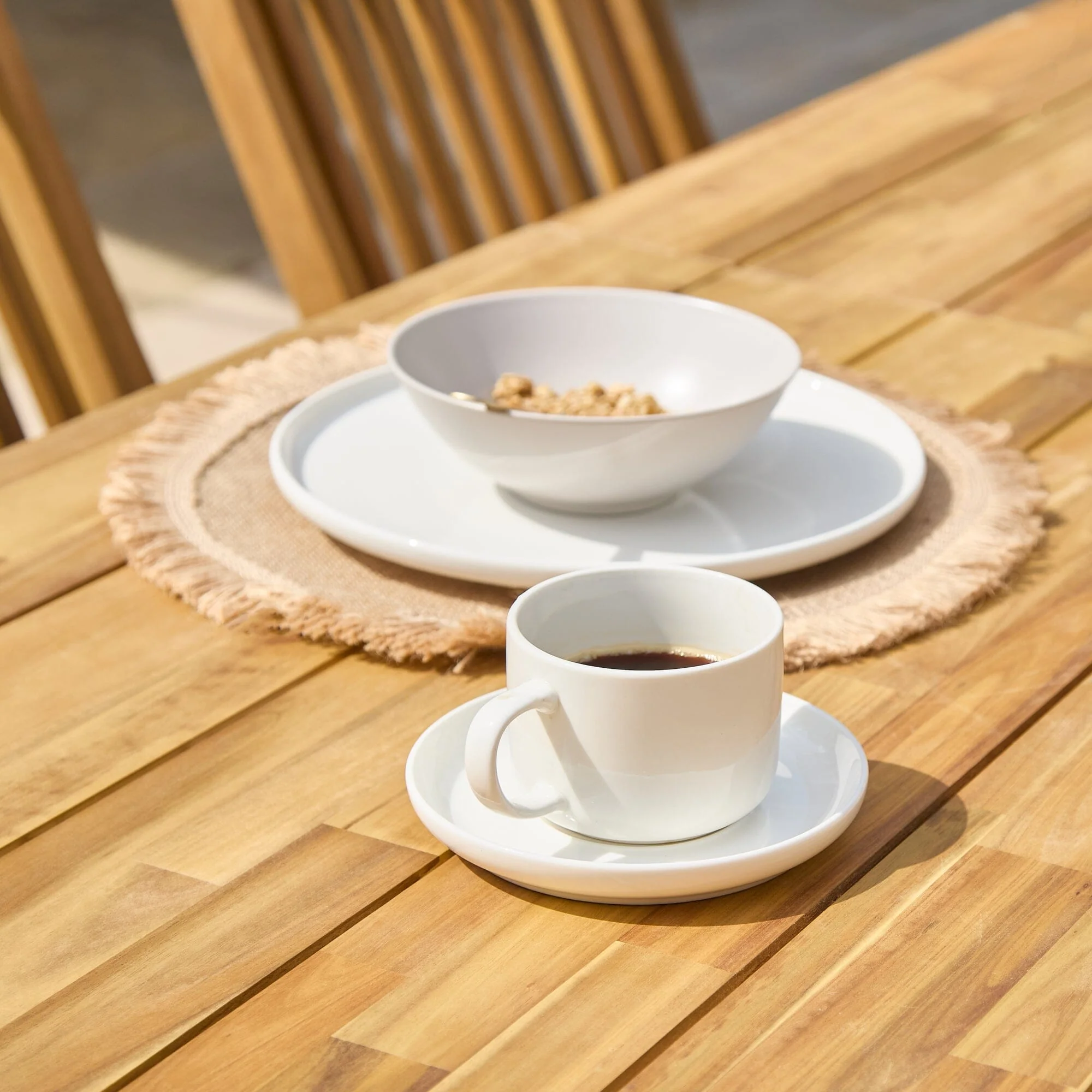 Willow Oval Wooden Garden Table - White Acacia - Image 9