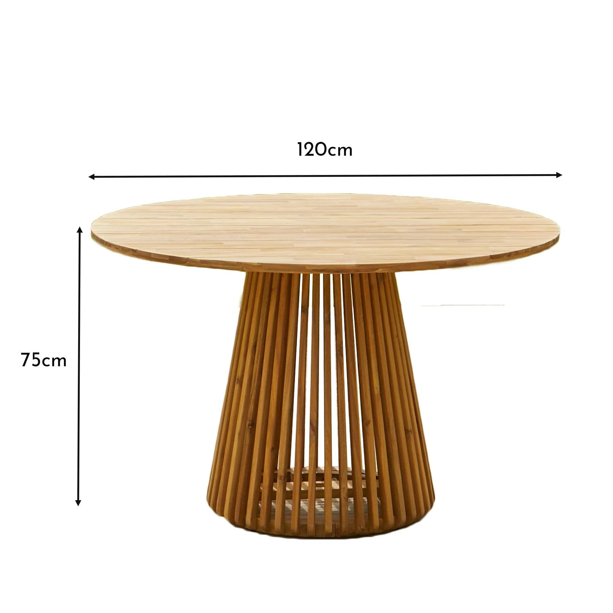 Willow Round Wooden Garden Table - White Acacia - Image 6