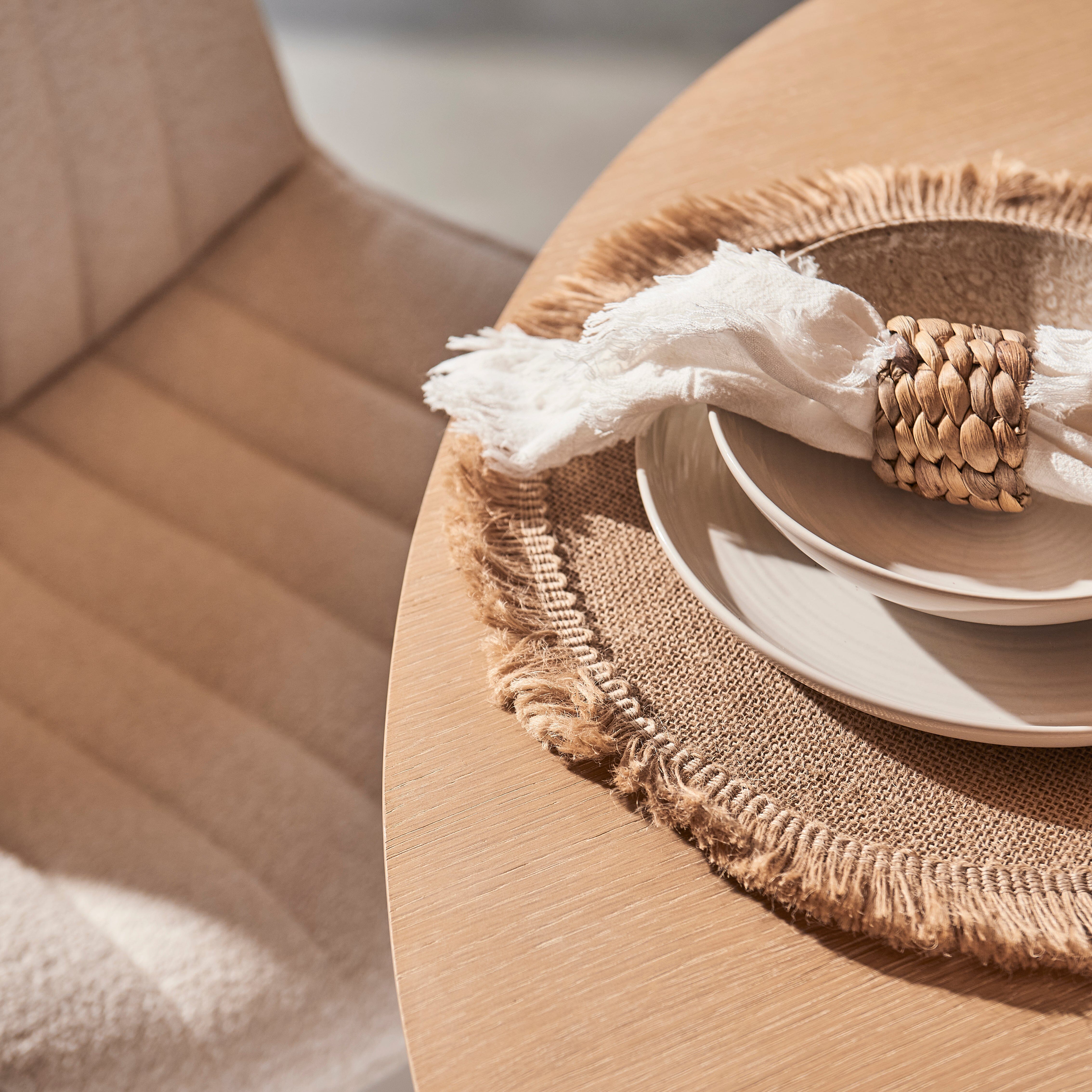 Willow Whitewash Round 4 Seater with Bella Boucle Dining Chairs with Whitewash Legs - Image 4