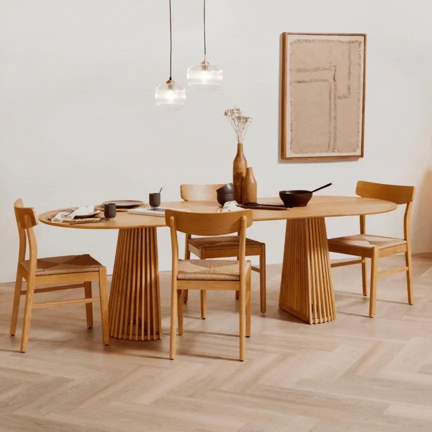 Faye Oak Wooden Woven Chairs - Set of 2 - Image 4